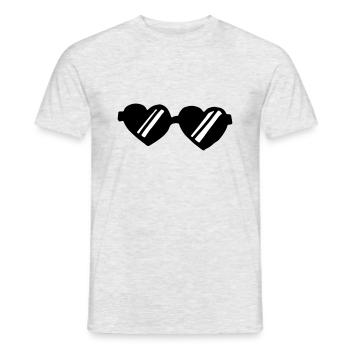 Lunettes de soleil coeur / coeur - lunettes de soleil - T-shirt homme - gris chiné - Devant - AI Model Male 178 dark (178cm)