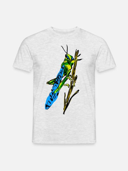 Grille Grashüpfer Heuschrecke Insekt Kinder Zirpen - Männer T-Shirt - Grau meliert