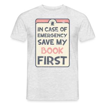 In case of emergency save my book first. - Men's T-Shirt - heather grey - Front - AI Model Male 178 dark (178cm)