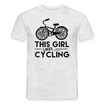 Une fille aime le cyclisme, un vélo drôle, un - T-shirt homme - gris chiné - Devant - AI Model Male 178 dark (178cm)