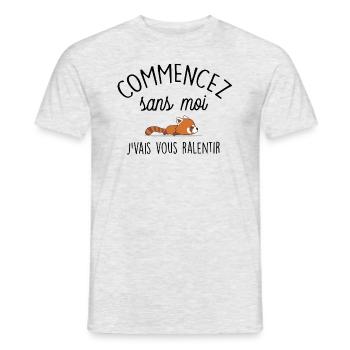 Commencez sans moi - T-shirt homme - gris chiné - Devant - AI Model Male 178 dark (178cm)