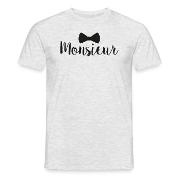 Jeune Marié Monsieur Nœud Papillon Couples - T-shirt homme - gris chiné - Devant - AI Model Male 178 dark (178cm)