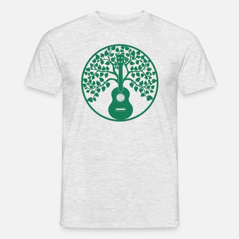 ukulele tree mandala grün - Männer T-Shirt - Grau meliert