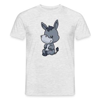 Kleiner Comic Esel - Männer T-Shirt - Grau meliert - Vorne - AI Model Male 178 dark (178cm)