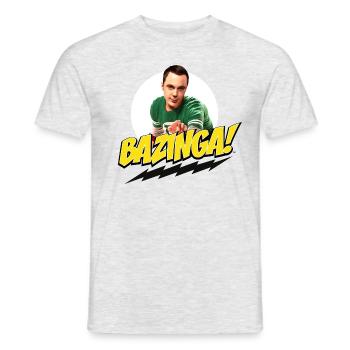 The Big Bang Theory Sheldon Bazinga - Men's T-Shirt - heather grey - Front - AI Model Male 178 dark (178cm)