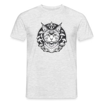 Mystical cats in a parallel world with mushrooms - Men's T-Shirt - heather grey - Front - AI Model Male 178 dark (178cm)