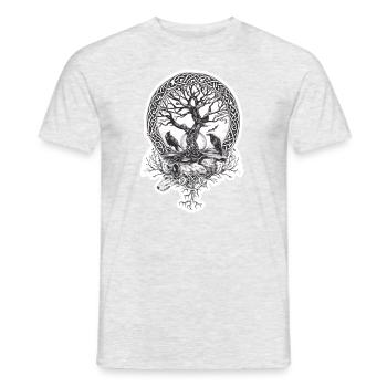 Detailed Celtic Tree of Life with Ravens - Men's T-Shirt - heather grey - Front - AI Model Male 178 dark (178cm)