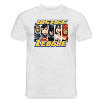 DC Comics Justice League Superhelden - Männer T-Shirt - Grau meliert - Vorne - AI Model Male 178 dark (178cm)
