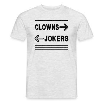 Clowns Left, Jokers Right - Meme - Men's T-Shirt - heather grey - Front - AI Model Male 178 dark (178cm)