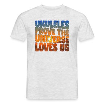 Ukuleles prove the Universe loves us - Männer T-Shirt - Grau meliert - Vorne - AI Model Male 178 dark (178cm)