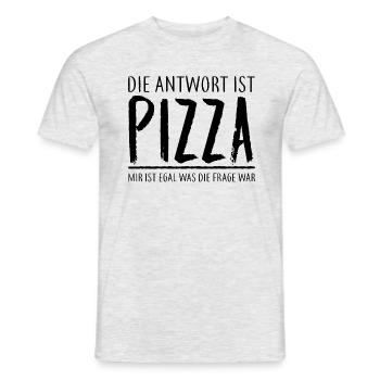 Pizza ist immer richtig - Männer T-Shirt - Grau meliert - Vorne - AI Model Male 178 dark (178cm)