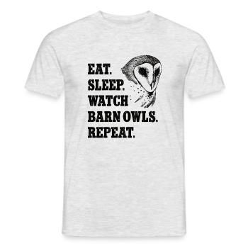 Schleiereule Eat Sleep Repeat Shirt Eulenliebhaber - Männer T-Shirt - Grau meliert - Vorne - AI Model Male 178 dark (178cm)