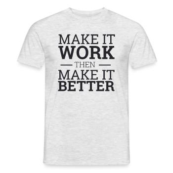 "Make It Work" | "Scrum Master" - Men's T-Shirt - heather grey - Front - AI Model Male 178 dark (178cm)