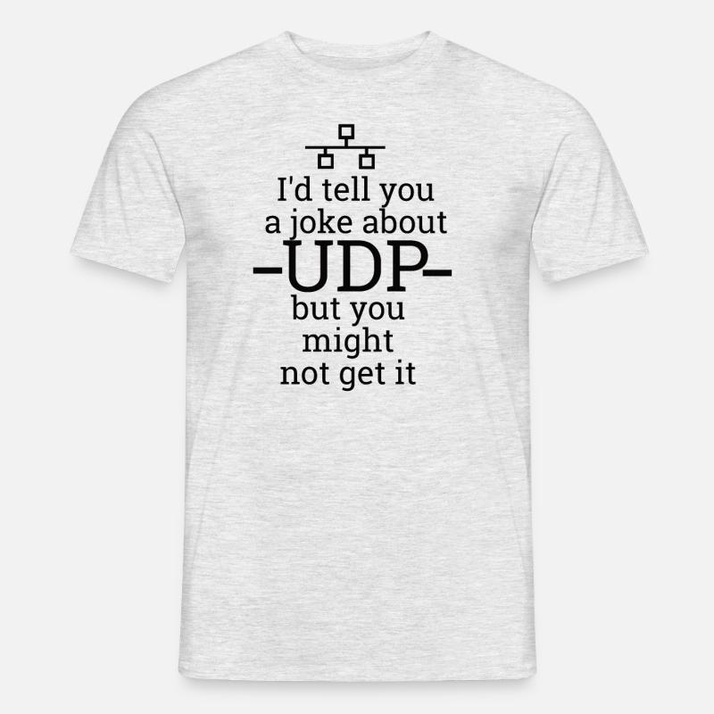UDP witz | Netzwerk, Admin, Administrator - Männer T-Shirt - Grau meliert