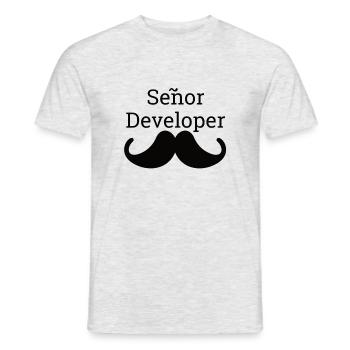 « Senor Developer, Senior Developer » | Programmeurs - T-shirt homme - gris chiné - Devant - AI Model Male 178 dark (178cm)