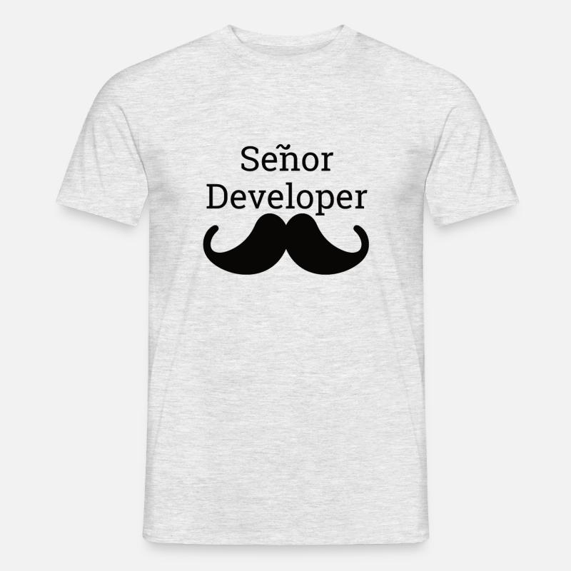 "Senor Developer, Senior Developer" | Programista - T-shirt męski - szary melanż