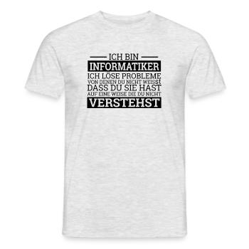 "Informatiker lösen Probleme" | Informatik - Männer T-Shirt - Grau meliert - Vorne - AI Model Male 178 dark (178cm)