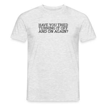 "Turning it Off and On Again" | Computer, IT - Men's T-Shirt - heather grey - Front - AI Model Male 178 dark (178cm)