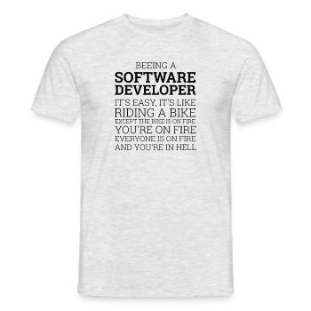 "Software Developer- Riding a Bike" | Computer - Men's T-Shirt - heather grey - Front - AI Model Male 178 dark (178cm)