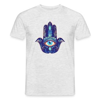 Hamsa Hand, Allsehendes Auge, Nazar, Schutzsymbol - Männer T-Shirt - Grau meliert - Vorne - AI Model Male 178 dark (178cm)