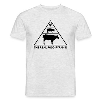 Die wahre Ernährungspyramide - Rind, Schwein, Huhn - Männer T-Shirt - Grau meliert - Vorne - AI Model Male 178 dark (178cm)