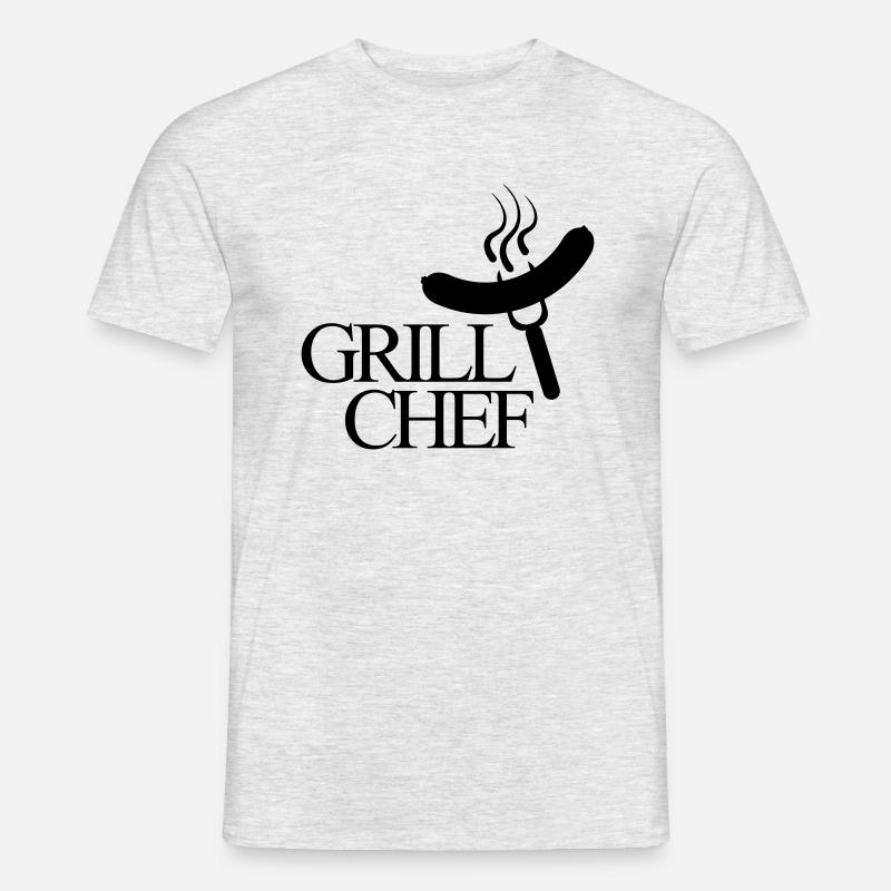 grillchef - Männer T-Shirt - Grau meliert