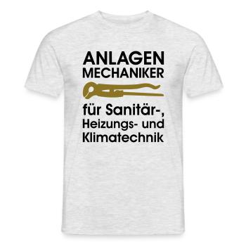 Anlagenmechaniker für Sanitär Heizung Klima - Männer T-Shirt - Grau meliert - Vorne - AI Model Male 178 dark (178cm)