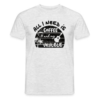 Tout ce dont j'ai besoin c'est de café et de mon ukulélé - noir - T-shirt homme - gris chiné - Devant - AI Model Male 178 dark (178cm)