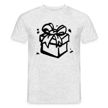 Boîte cadeau / boîte cadeau - present - T-shirt homme - gris chiné - Devant - AI Model Male 178 dark (178cm)