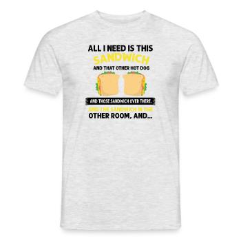 Day and Night Sandwich Food Gift FastFood - Men's T-Shirt - heather grey - Front - AI Model Male 178 dark (178cm)