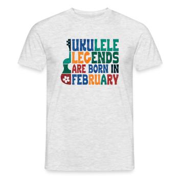 Ukulele Legends are born in February - Männer T-Shirt - Grau meliert - Vorne - AI Model Male 178 dark (178cm)