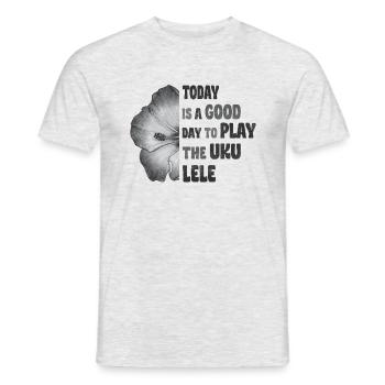 Today is a good day to play the Ukulele Hibiscus - Men's T-Shirt - heather grey - Front - AI Model Male 178 dark (178cm)