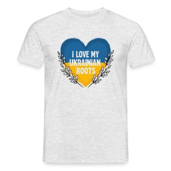 Ukrainische Liebe - Herz & Flagge - Männer T-Shirt - Grau meliert - Vorne - AI Model Male 178 dark (178cm)