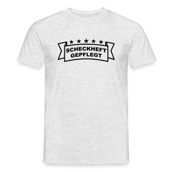 Scheckheftgepflegt Spruchband - Männer T-Shirt - Grau meliert - Vorne - AI Model Male 178 dark (178cm)