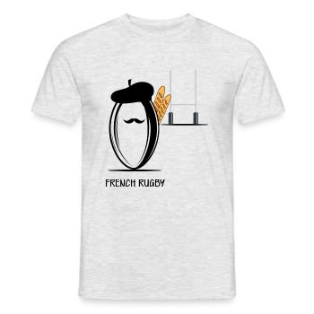 French rugby - Men's T-Shirt - heather grey - Front - AI Model Male 178 dark (178cm)