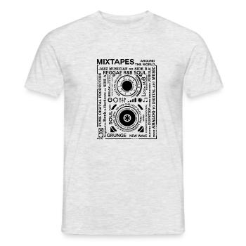 Genres d'une mixtape - Cassette Audio Fontart - T-shirt homme - gris chiné - Devant - AI Model Male 178 dark (178cm)