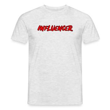 Influenceur - lettrage Popart fort - T-shirt homme - gris chiné - Devant - AI Model Male 178 dark (178cm)