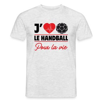 j aime le handball pour la vie,Handball - T-shirt homme - gris chiné - Devant - AI Model Male 178 dark (178cm)