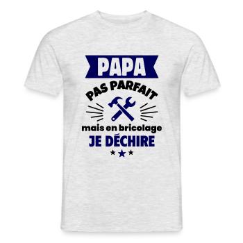 Papa pas parfait, mais en bricolage je déchire - T-shirt homme - gris chiné - Devant - AI Model Male 178 dark (178cm)