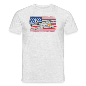 A-10 Warthog Military Airplane American Flag A10 - Männer T-Shirt - Grau meliert - Vorne - AI Model Male 178 dark (178cm)