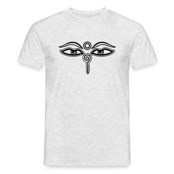Buddha Augen, Meditation, Drittes Auge, Buddhismus - Männer T-Shirt - Grau meliert - Vorne - AI Model Male 178 dark (178cm)