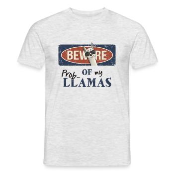 Méfiez-vous de mes prob-lamas ! Avertissement de lama hipster - T-shirt homme - gris chiné - Devant - AI Model Male 178 dark (178cm)