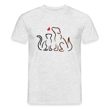 Chat et chien / chat et chien, amour, amoureux des animaux - T-shirt homme - gris chiné - Devant - AI Model Male 178 dark (178cm)