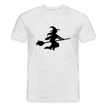 Sorcière sur balai - Halloween - T-shirt homme - gris chiné - Devant - AI Model Male 178 dark (178cm)