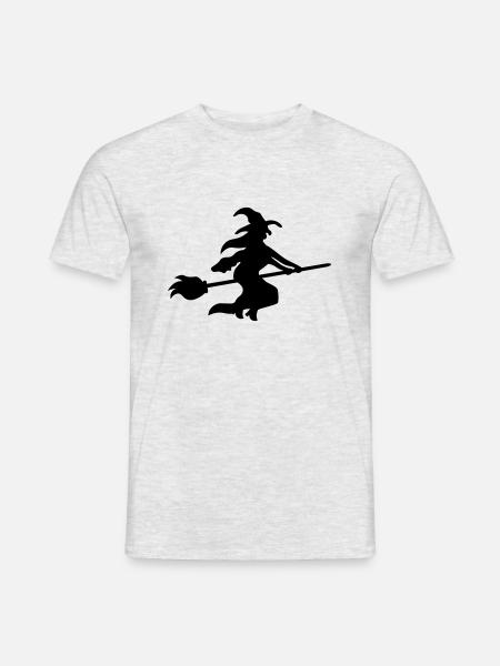 Witch on broom - Halloween - Men's T-Shirt - heather grey