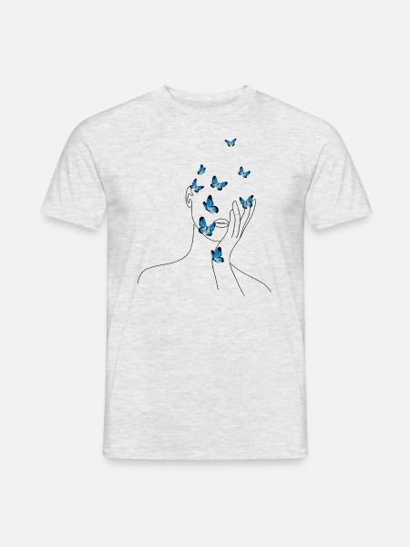 Butterfly Line Art Face - Men's T-Shirt - heather grey