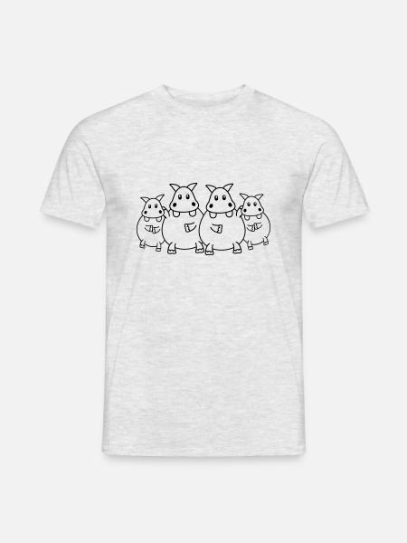 Hippo Family - Männer T-Shirt - Grau meliert