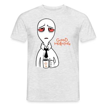 Bonjour Matin Grouch Nuit Owl Love Job - T-shirt homme - gris chiné - Devant - AI Model Male 178 dark (178cm)