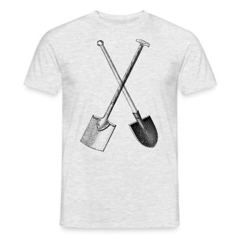 Pelle à bêche vintage croisée - T-shirt homme - gris chiné - Devant - AI Model Male 178 dark (178cm)