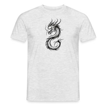 Drachen Tattoo, Drachen Bleistift Zeichnung - Männer T-Shirt - Grau meliert - Vorne - AI Model Male 178 dark (178cm)